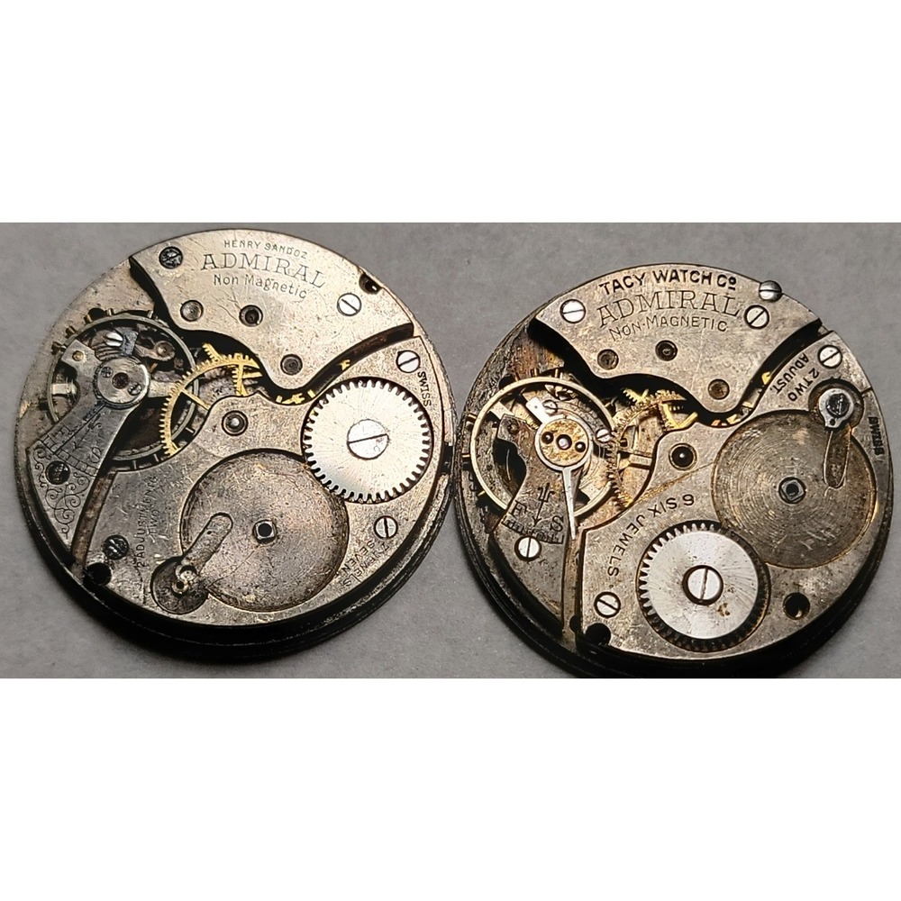 Tacy Admiral Watch Movement x 2  for parts repair or artsy fartsy project
